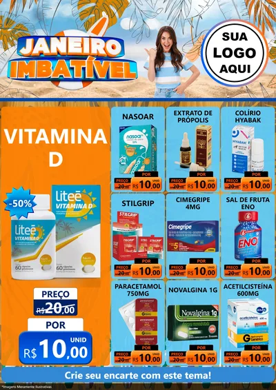 Modelo de Encarte para Encarte A4 Vertical com o tema Janeiro Imbatível para Farmácia