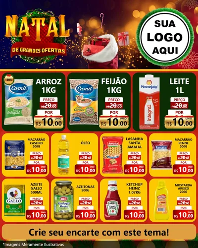 Modelo de Rede Social para Feed Instagram com o tema Natal de Grandes Ofertas para Supermercado