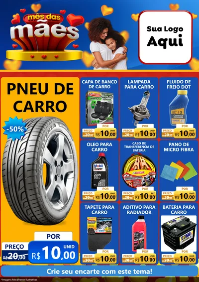 Modelo de Encarte para Encarte A4 Vertical com o tema Mês das Mães para Auto peças