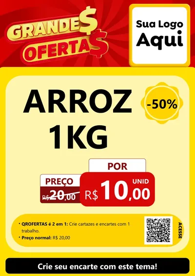 Modelo de Cartaz para Cartaz A4 Vertical com o tema Grandes Ofertas para Supermercado