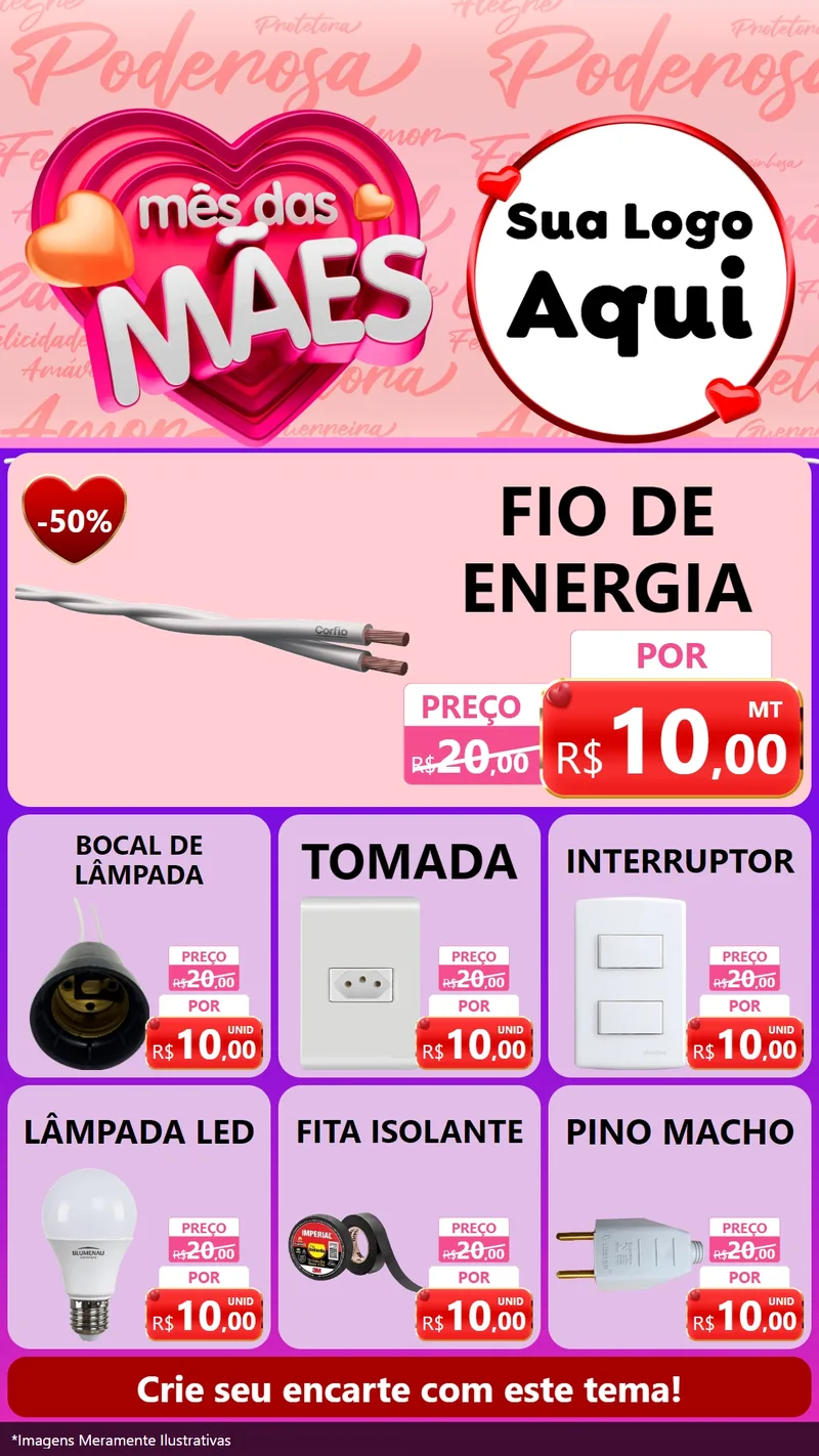 Modelo de Rede Social para Stories com o tema Mês Das Mães para Materiais Elétricos
