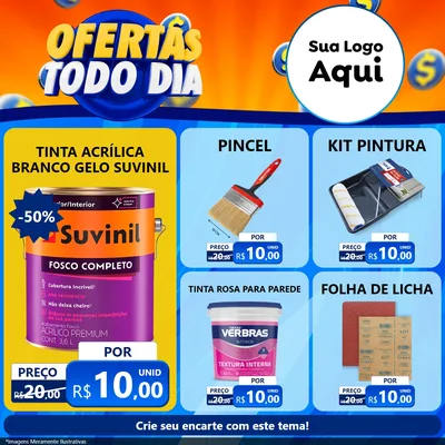 Modelo de Rede Social para Feed Facebook com o tema Ofertas Todo Dia para Tintas e Ferramentas