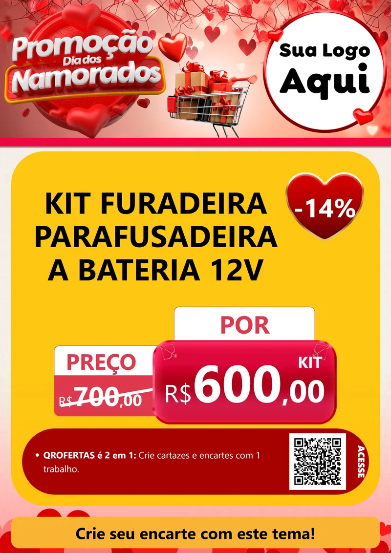 Modelo de Cartaz para Cartaz A4 Vertical com o tema Promoção Dia dos Namorados para Maquinas e Ferramentas