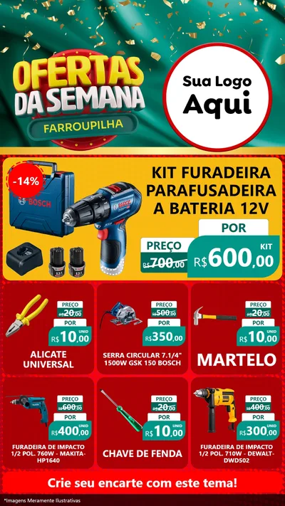 Modelo de Rede Social para Stories com o tema Ofertas da Semana Farroupilha para Maquinas e Ferramentas