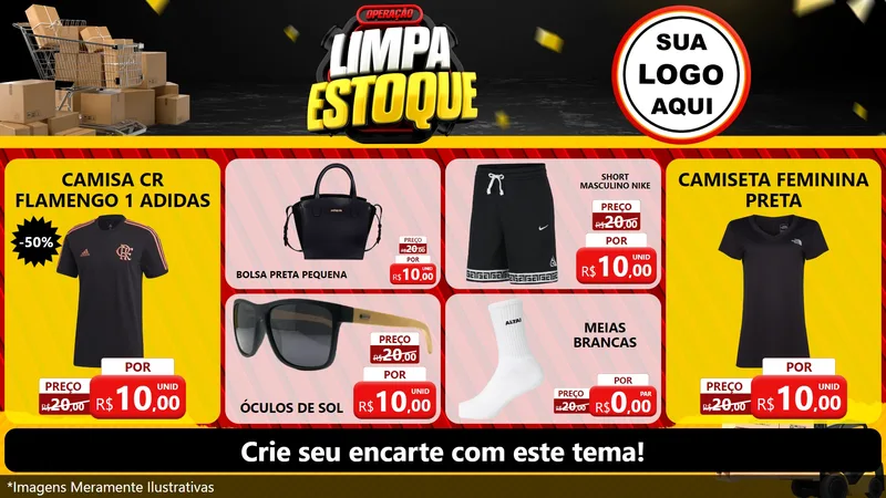 Modelo de TV para TV Horizontal com o tema Operação Limpa Estoque para Roupas e acessórios