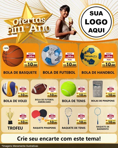 Modelo de Rede Social para Feed Instagram com o tema Ofertas Fim de Ano para Artigos Esportivos