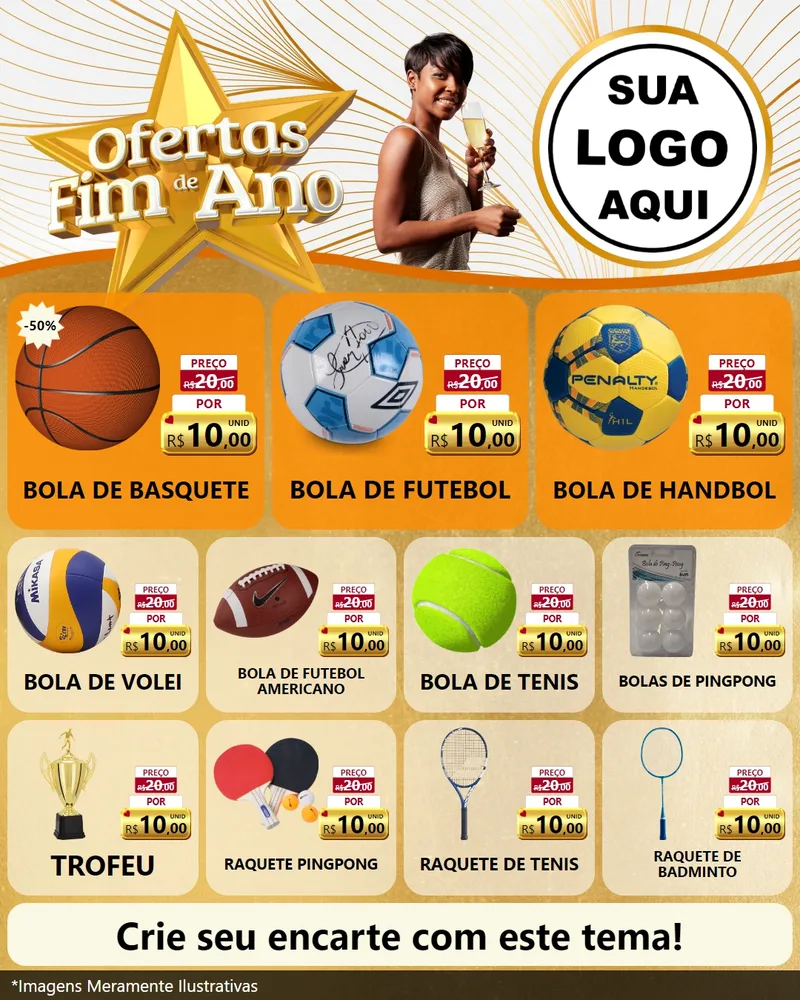 Modelo de Rede Social para Feed Instagram com o tema Ofertas Fim de Ano para Artigos Esportivos