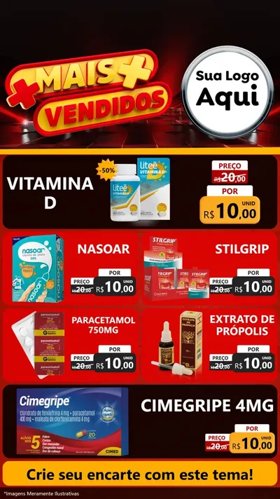 Modelo de TV para TV Vertical com o tema Mais Vendidos para Farmácia
