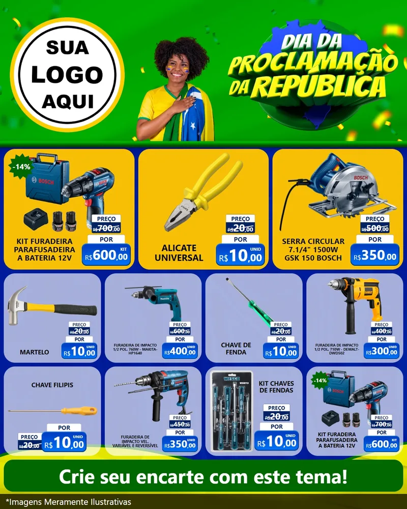 Modelo de Rede Social para Feed Instagram com o tema Dia Da Proclamação Da República para Maquinas e Ferramentas
