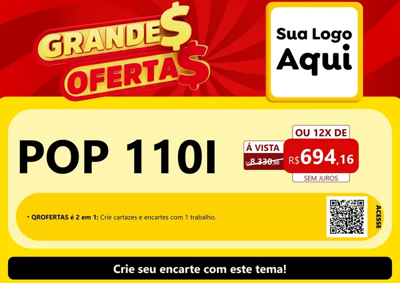 Modelo de Cartaz para Cartaz A4 Horizontal com o tema Grandes Ofertas para Concessionaria de Motos