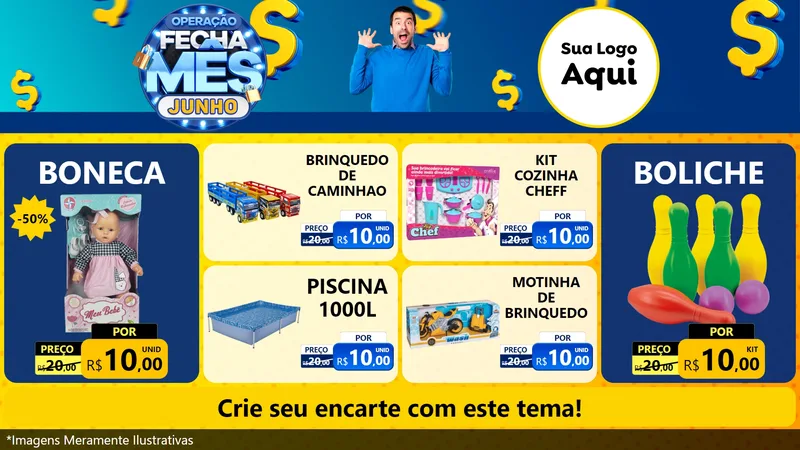 Modelo de TV para TV Horizontal com o tema Operação Fecha Mês, Junho para Brinquedos