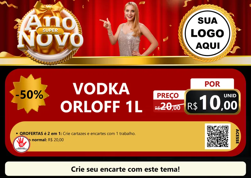 Modelo de Cartaz para Cartaz A4 Horizontal com o tema Super Ano Novo para Distribuidora de bebidas