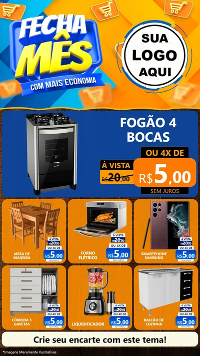 Modelo de Rede Social para Stories com o tema Fecha Mês Com Mais Economia para Móveis e Eletro