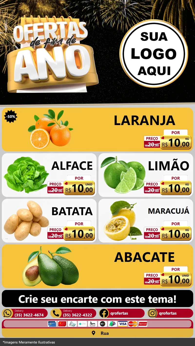 Modelo de TV para TV Vertical com o tema Ofertas de Fim de Ano para Hortifrúti