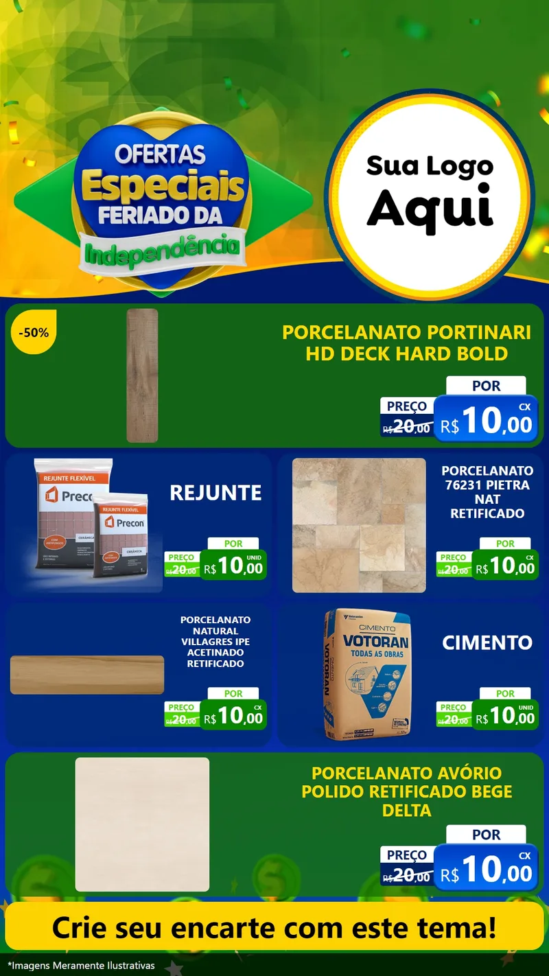 Modelo de TV para TV Vertical com o tema Ofertas Especiais Feriado da Independência para Pisos e revestimentos