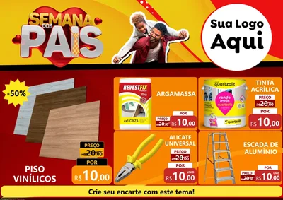 Modelo de Encarte para Encarte A4 Horizontal com o tema Semana Dos Pais para Material para Construção