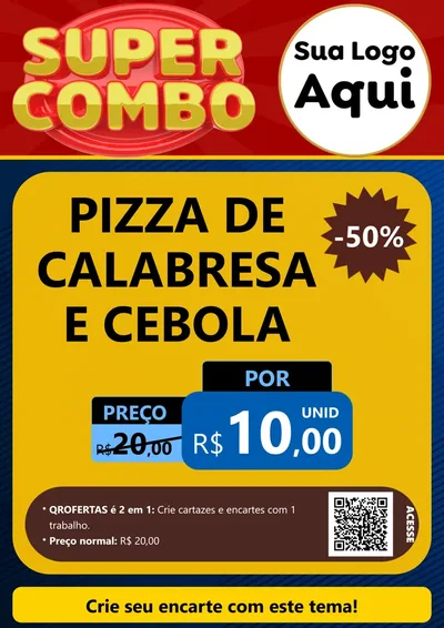 Modelo de Cartaz para Cartaz A4 Vertical com o tema Super Combo para Pizzaria