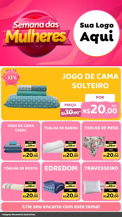 Modelo de Rede Social para Stories com o tema Semana das Mulheres para Cama, Mesa e Banho