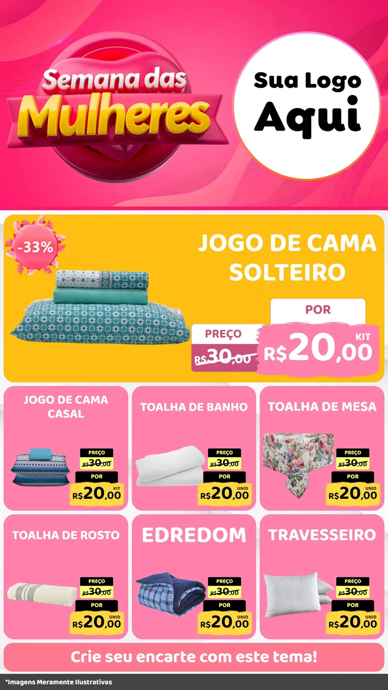 Modelo de Rede Social para Stories com o tema Semana das Mulheres para Cama, Mesa e Banho