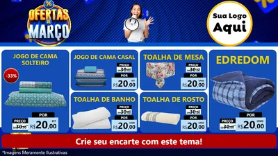 Modelo de TV para TV Horizontal com o tema Ofertas de Março para Cama, Mesa e Banho