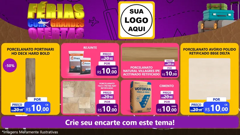 Modelo de TV para TV Horizontal com o tema Férias com Grandes Ofertas para Pisos e revestimentos