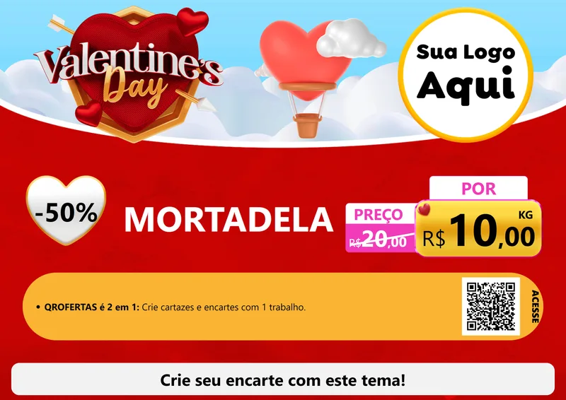 Modelo de Cartaz para Cartaz A4 Horizontal com o tema Valentine's Day para Frios e Laticínios