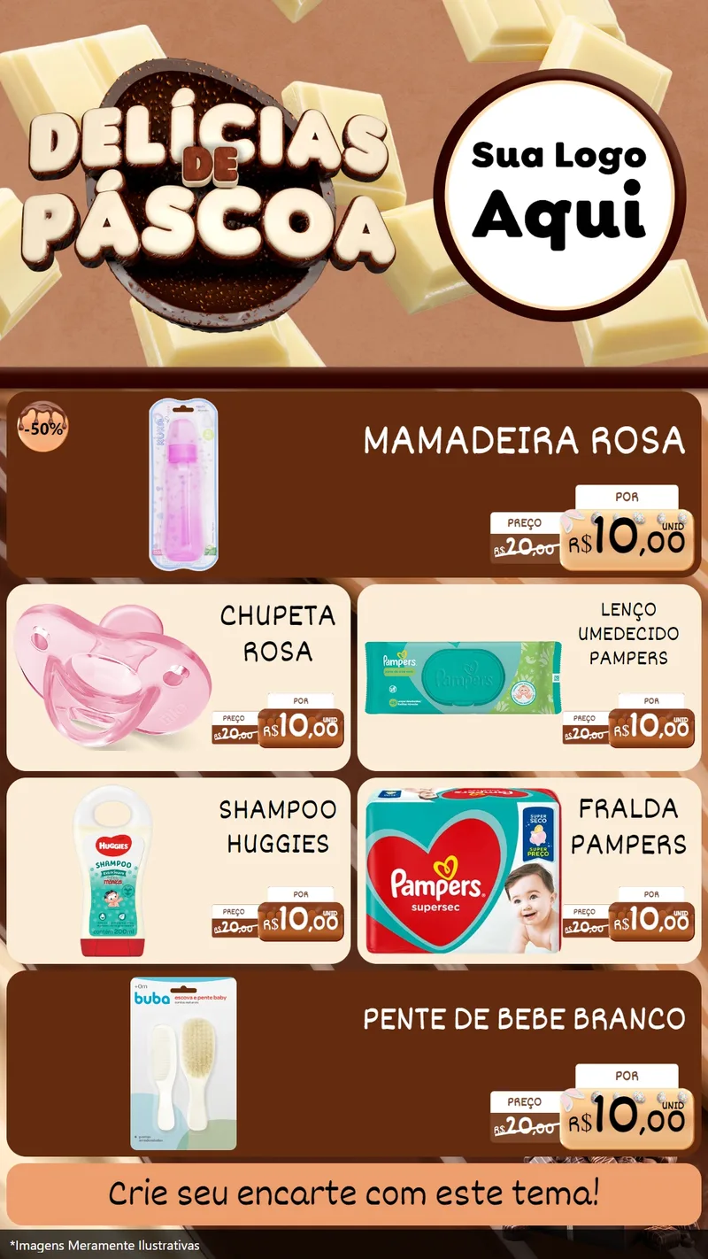 Modelo de TV para TV Vertical com o tema Delícias de Páscoa para Bebês