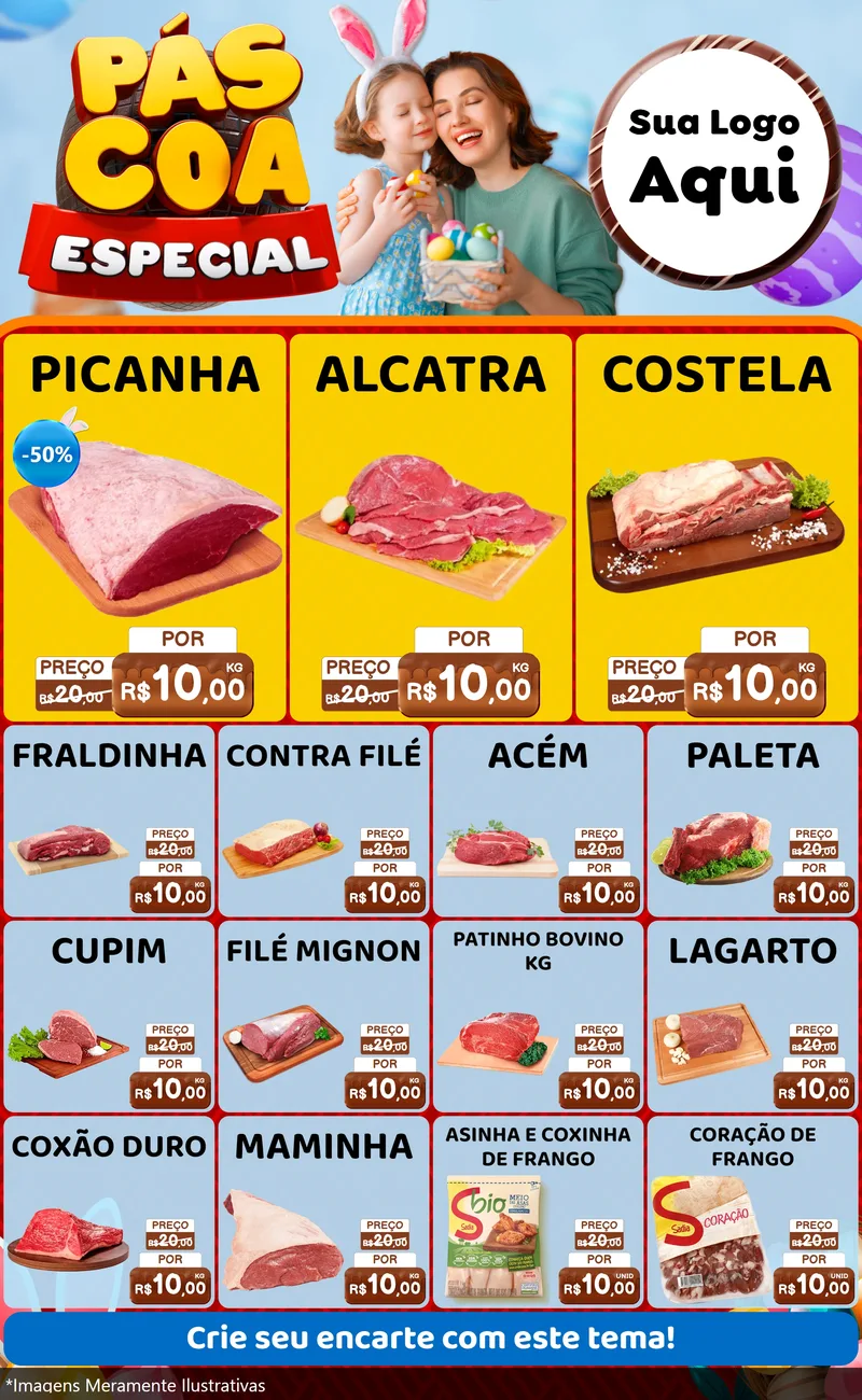 Modelo de Encarte para Encarte Grande com o tema Páscoa Especial para Açougue