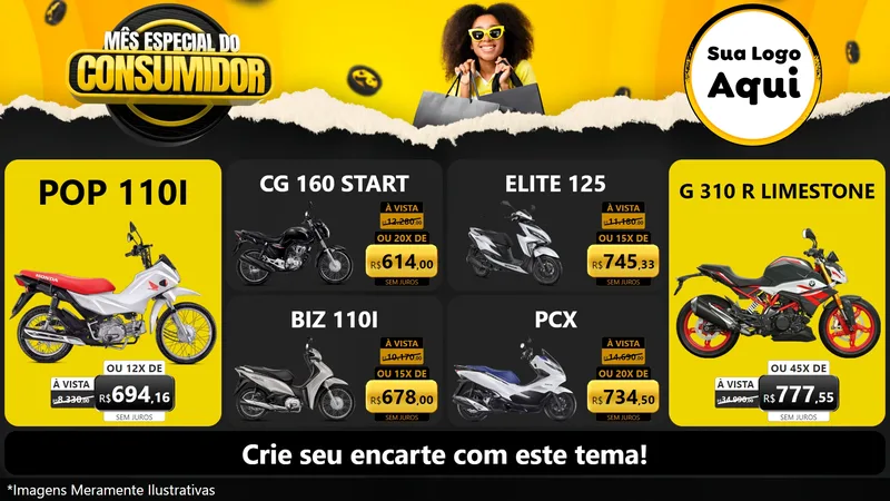 Modelo de TV para TV Horizontal com o tema Mês Especial do Consumidor para Concessionaria de Motos