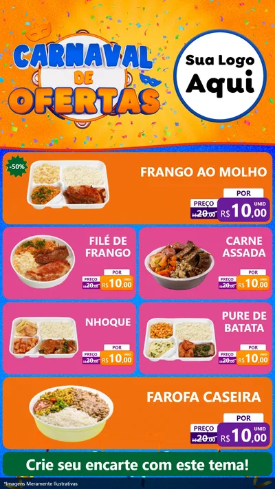 Modelo de TV para TV Vertical com o tema Carnaval de Ofertas para Restaurante