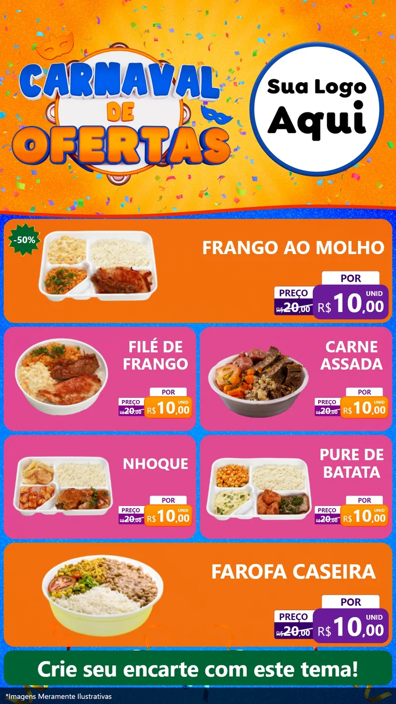 Modelo de TV para TV Vertical com o tema Carnaval de Ofertas para Restaurante