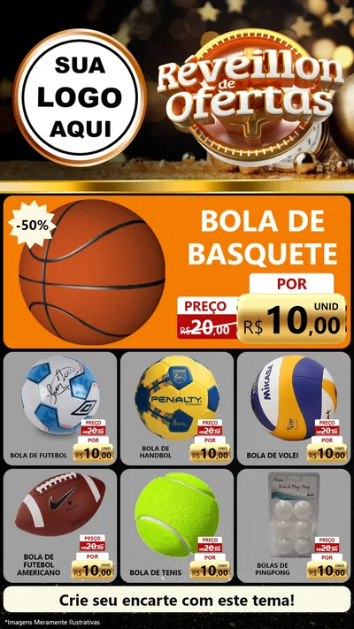 Modelo de Rede Social para Stories com o tema Réveillon de Ofertas para Artigos Esportivos