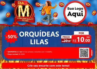 Modelo de Cartaz para Cartaz A4 Horizontal com o tema Dia M - O Dia Mais Barato Do Mês para Floricultura e jardim
