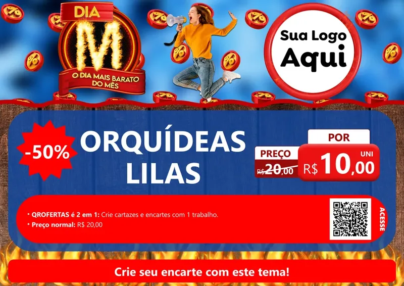Modelo de Cartaz para Cartaz A4 Horizontal com o tema Dia M - O Dia Mais Barato Do Mês para Floricultura e jardim