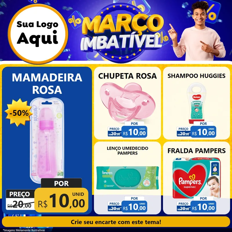 Modelo de Rede Social para Feed Facebook com o tema Março Imbatível para Bebês