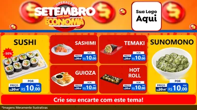 Modelo de TV para TV Horizontal com o tema Operação Setembro Com Muita Economia para Comida japonesa