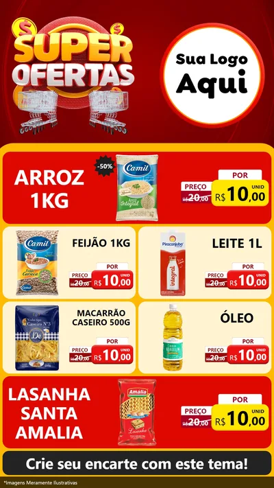 Modelo de TV para TV Vertical com o tema Super Ofertas para Supermercado