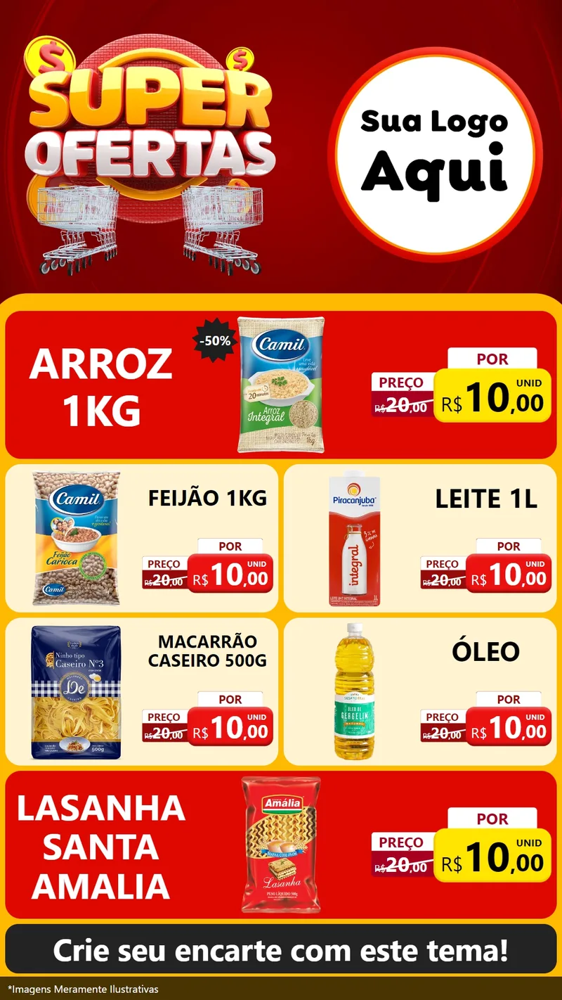 Modelo de TV para TV Vertical com o tema Super Ofertas para Supermercado