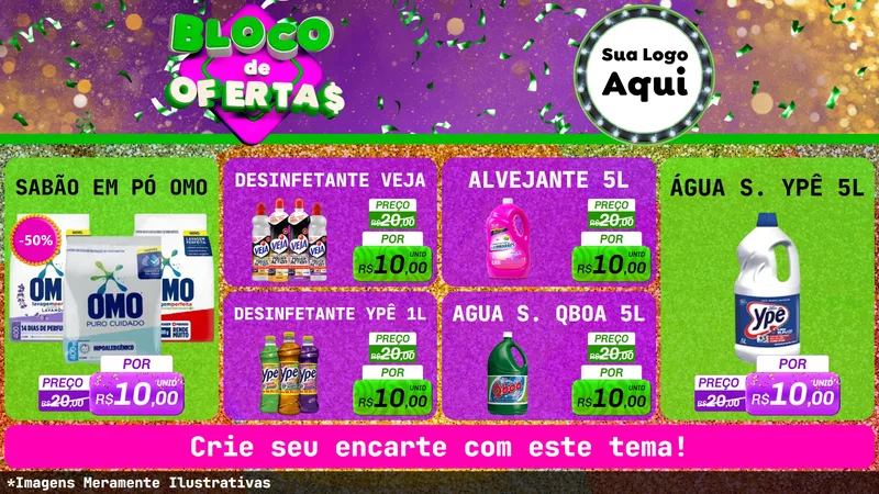 Modelo de TV para TV Horizontal com o tema Bloco de Ofertas para Produtos de Limpeza