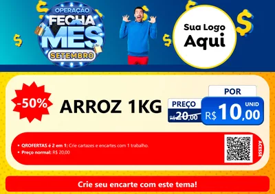 Modelo de Cartaz para Cartaz A4 Horizontal com o tema Operação Fecha Mês Setembro para Supermercado
