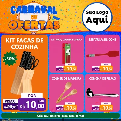 Modelo de Rede Social para Feed Facebook com o tema Carnaval de Ofertas para Utilidades Domésticas