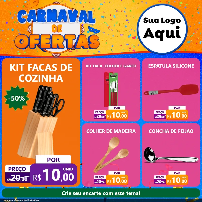 Modelo de Rede Social para Feed Facebook com o tema Carnaval de Ofertas para Utilidades Domésticas