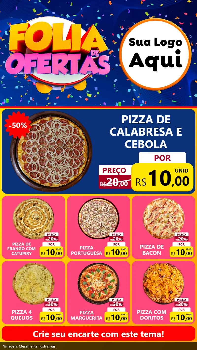 Modelo de Rede Social para Stories com o tema Folia de Ofertas para Pizzaria