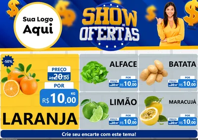 Modelo de Encarte para Encarte A4 Horizontal com o tema Show de Ofertas para Hortifrúti