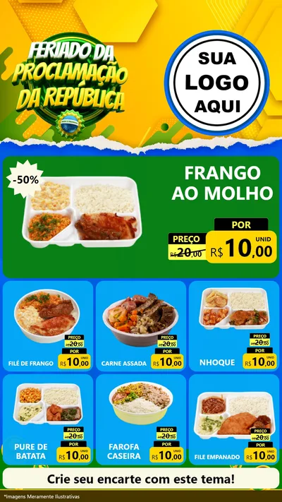 Modelo de Rede Social para Stories com o tema Feriado da Proclamação da República para Restaurante
