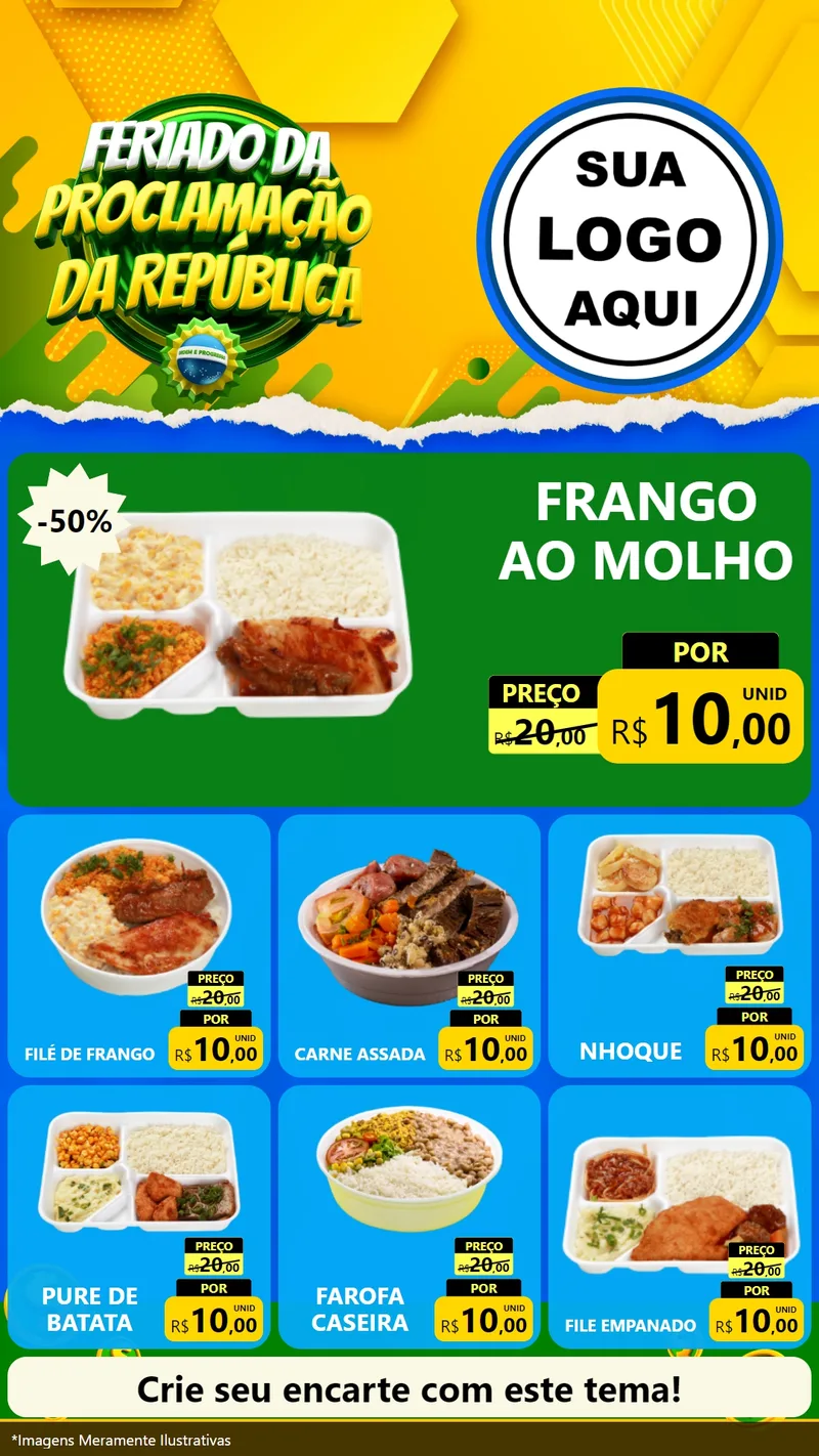 Modelo de Rede Social para Stories com o tema Feriado da Proclamação da República para Restaurante