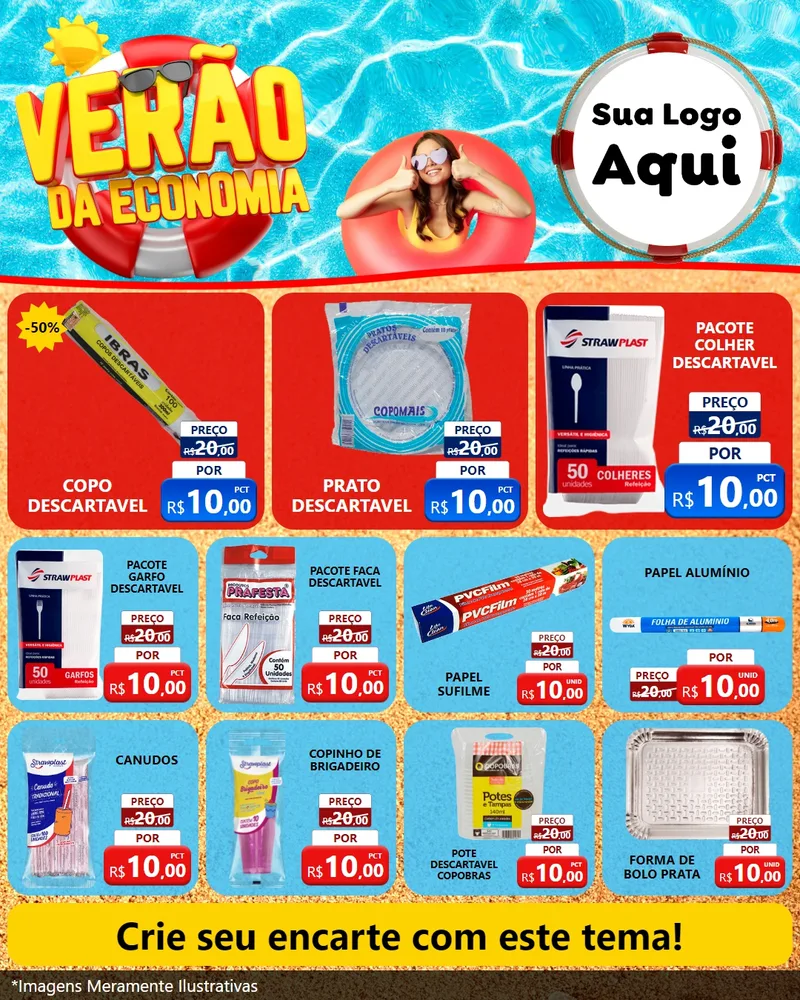 Modelo de Rede Social para Feed Instagram com o tema Verão da Economia para Embalagens