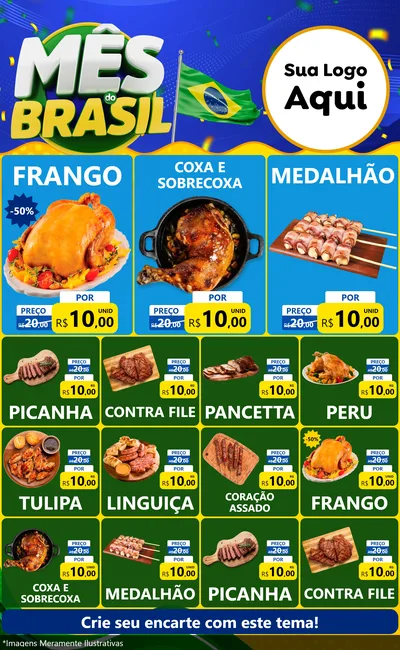 Modelo de Encarte para Encarte Grande com o tema Mês do Brasil para Assados