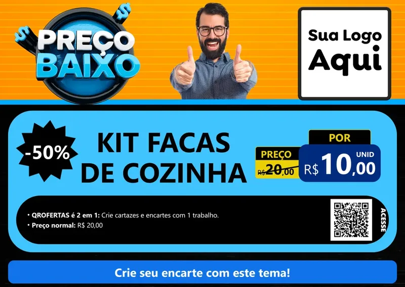 Modelo de Cartaz para Cartaz A4 Horizontal com o tema Preço Baixo para Utilidades Domésticas
