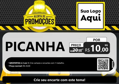 Modelo de Cartaz para Cartaz A4 Horizontal com o tema Alerta de Promoções para Açougue